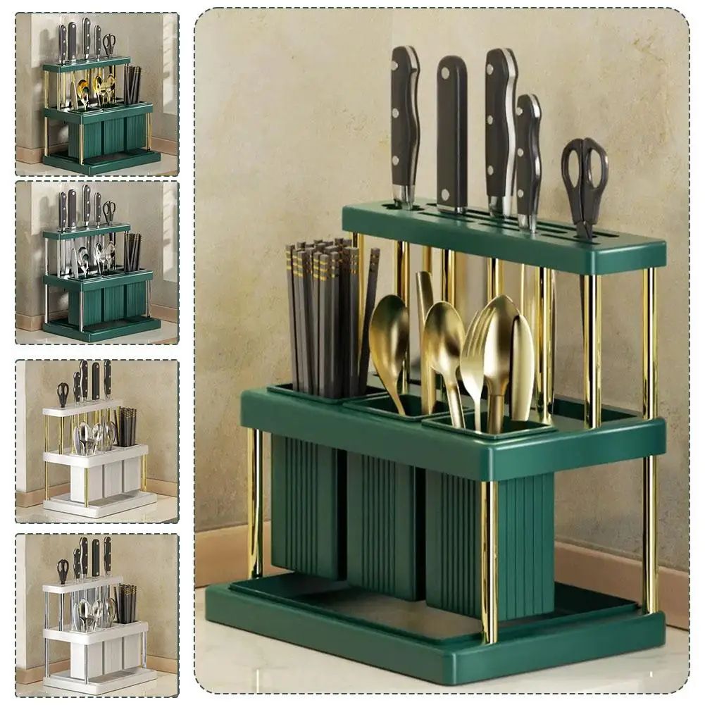 Cutlery Organizer Desktop Utensil Holder with Drainage Large-Capacity Silverware Drying Rack