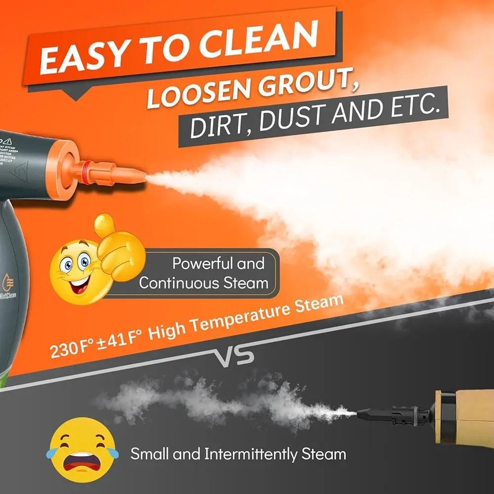Powerful Handheld Steam Cleaner with Safety Lock and Detergent Container