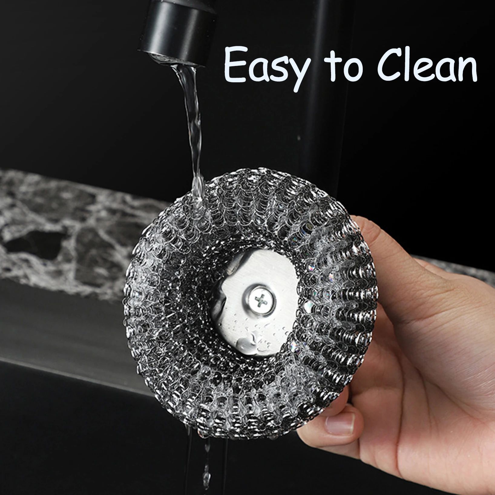 Stainless Steel Wool Scrubber Brush with Handle