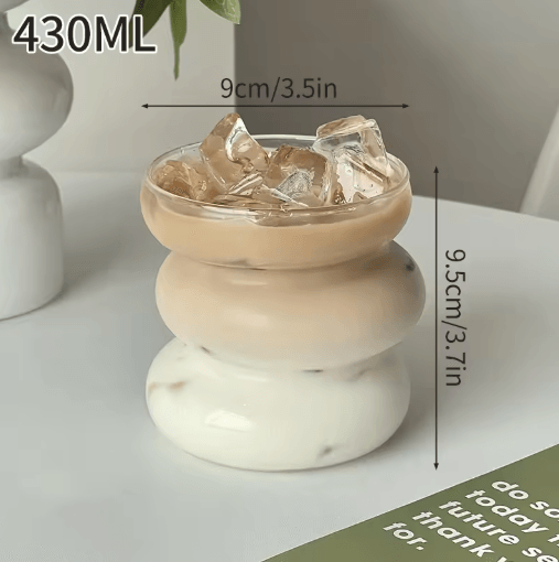 RippleWave Transparent Drinking Glass – Creative Wave Iced Coffee Tumbler