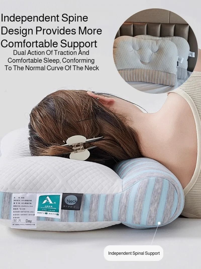 Feather Velvet Whole Head Neck Pillow Elastic Partition Support