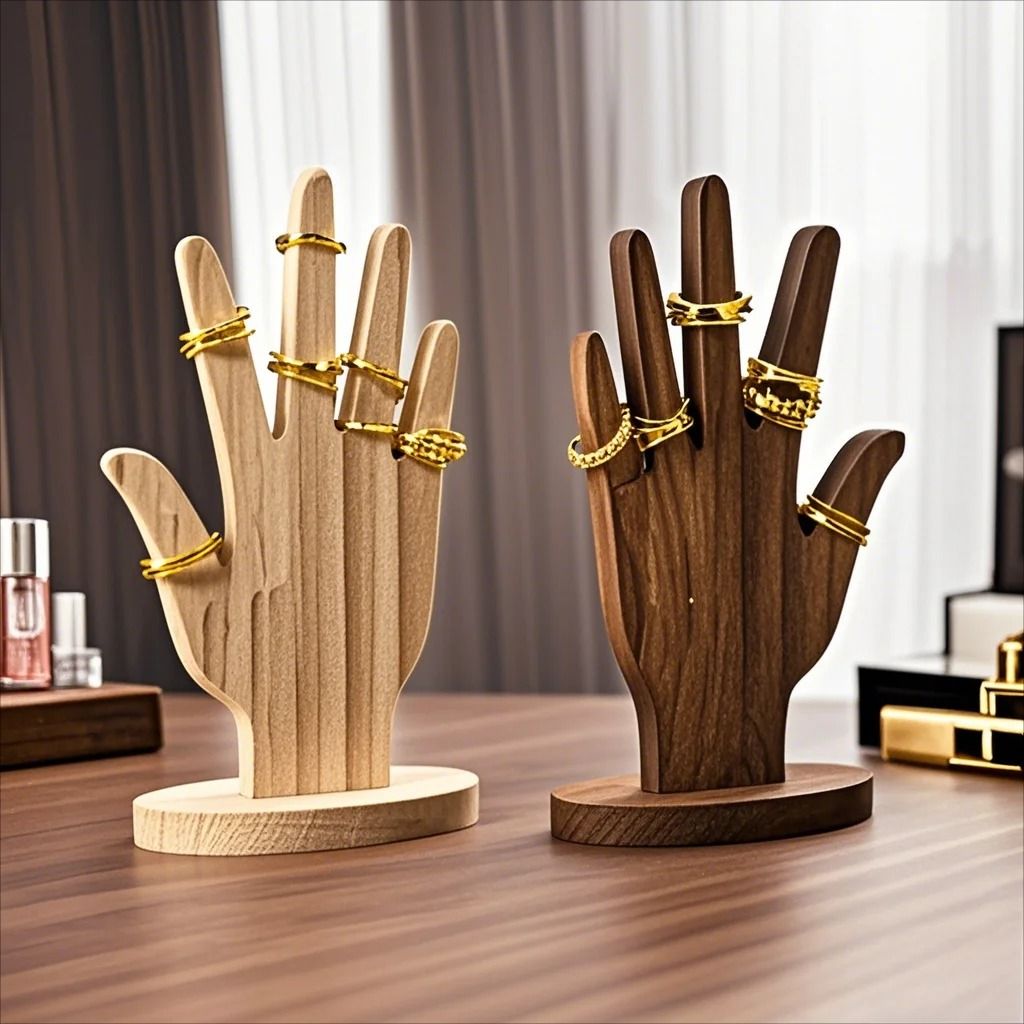 Hand Jewelry Display Stand Wooden Ring and Bracelet Holder