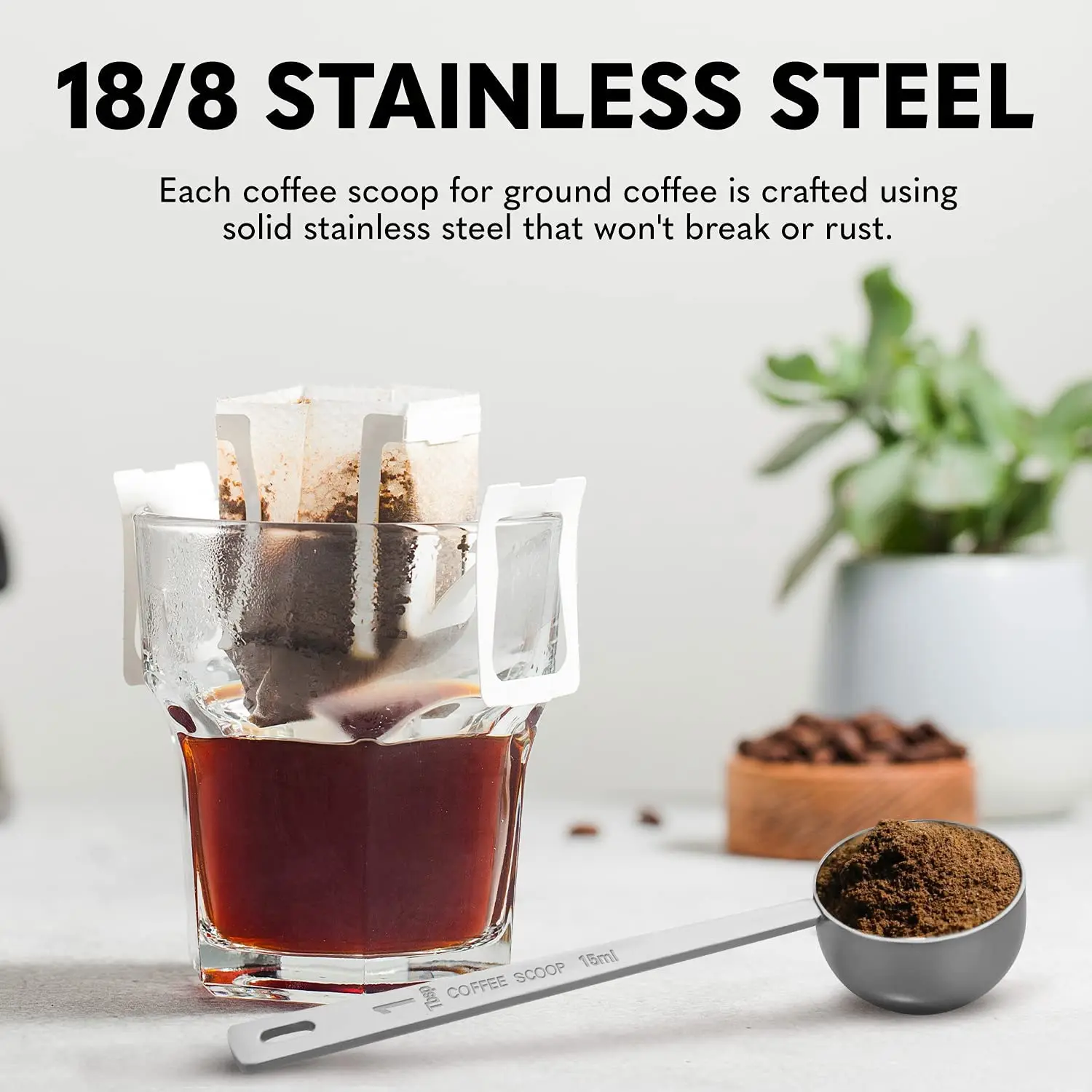 Stainless Steel Measuring Spoon with Scale, Powder Pressing Coffee Spoon, Household Seasoning Spoon, Durable Measuring