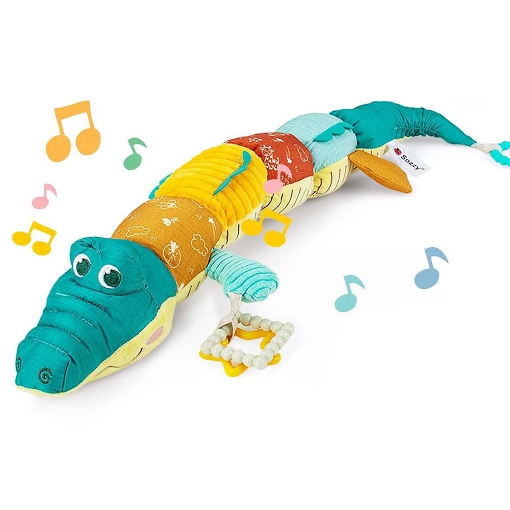Musical Stuffed Animal Tummy Time Toy with Ruler Design