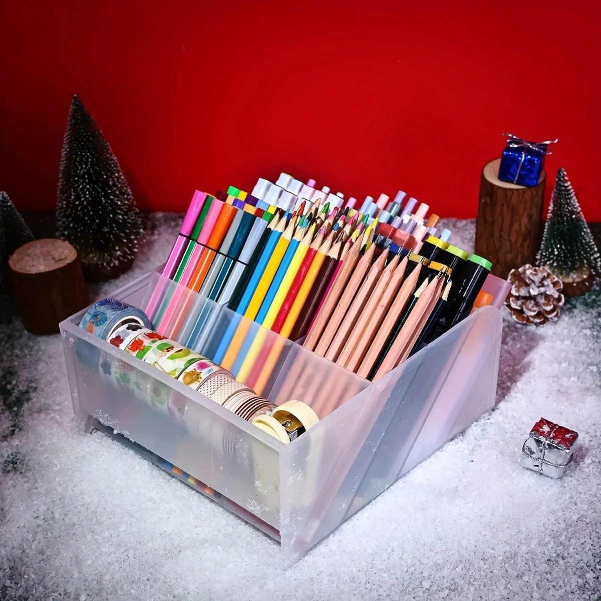 Transparent Large Capacity Multifunction Desktop Pen Holder