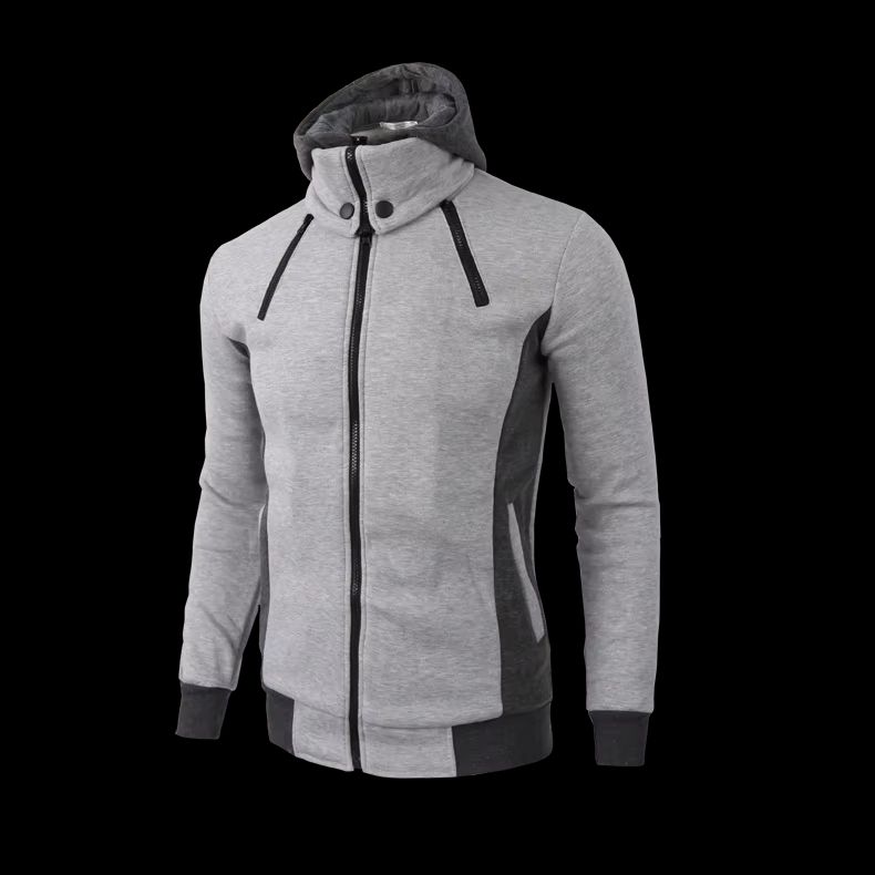 Urban Slim-Fit Fleece Bomber Jacket with Scarf-Style Stand Collar