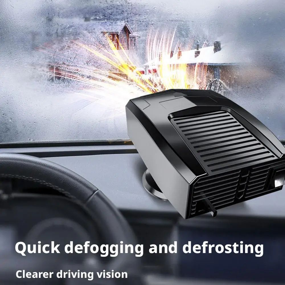 12V Car Heater Defroster 2-in-1 Fast Heating/Cooling Fan – 360° Rotatable Windshield Defogger Auto Window Dryer