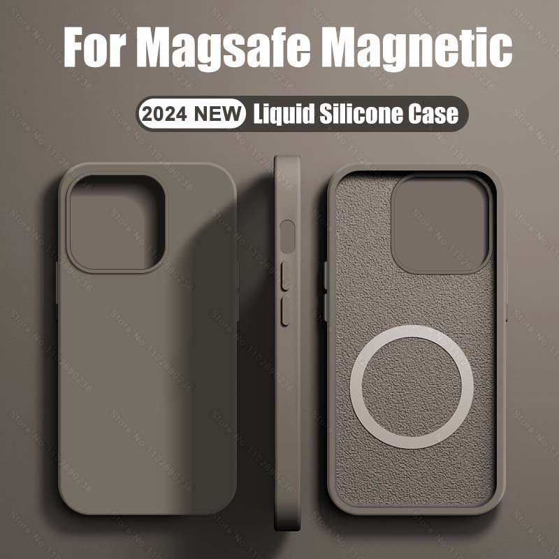 Magsafe Liquid Silicone Case for iPhone, Ultra-Thin, Magnetic, Wireless Charging & Shockproof Cover