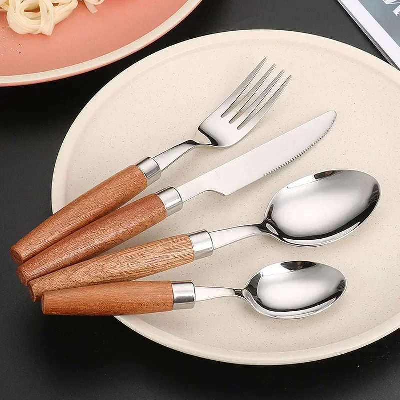 Western Flatware Spoon Suit Sapele Wooden Dishwasher Safe Kitchen Item