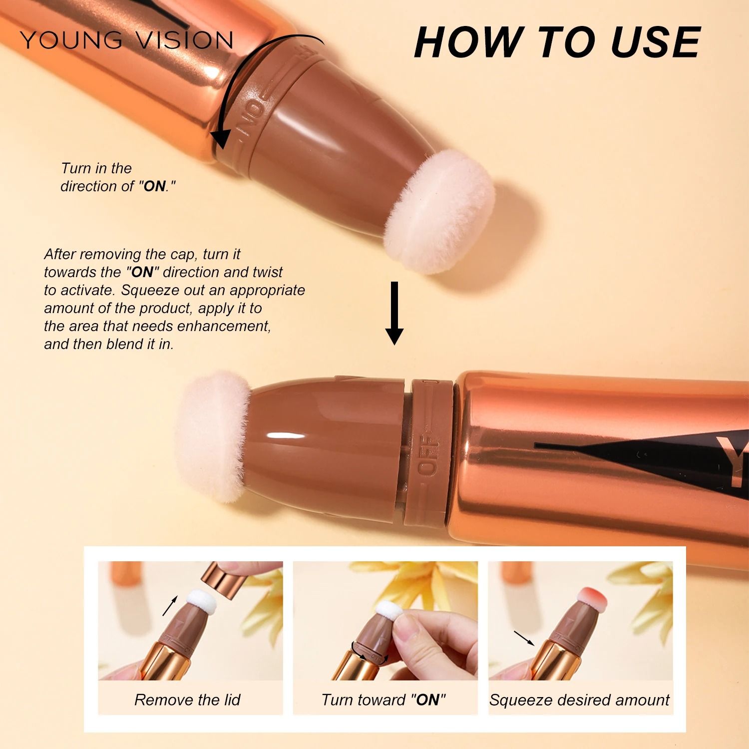 Young Vision Air Cushion Powder Blusher High Gloss Stick 6 Shades