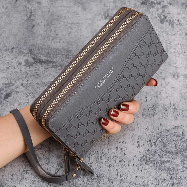 Eleganzia Womens Long Zipper Wallet with Embossed Design and Large Capacity