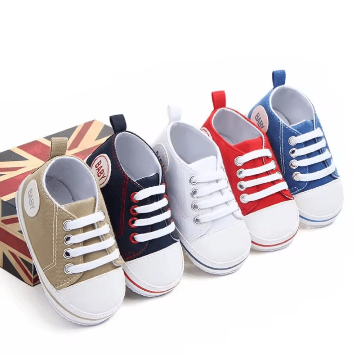 LittleStep Baby Canvas First Walker Sneakers – Soft Sole Infant Crib Shoes for Comfortable Early Steps