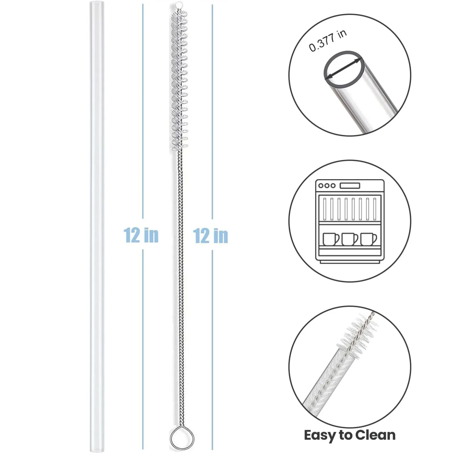 Replacement Straws for Stanley Cup Tumbler, Clear Reusable Plastic Straws, Straw Brushes