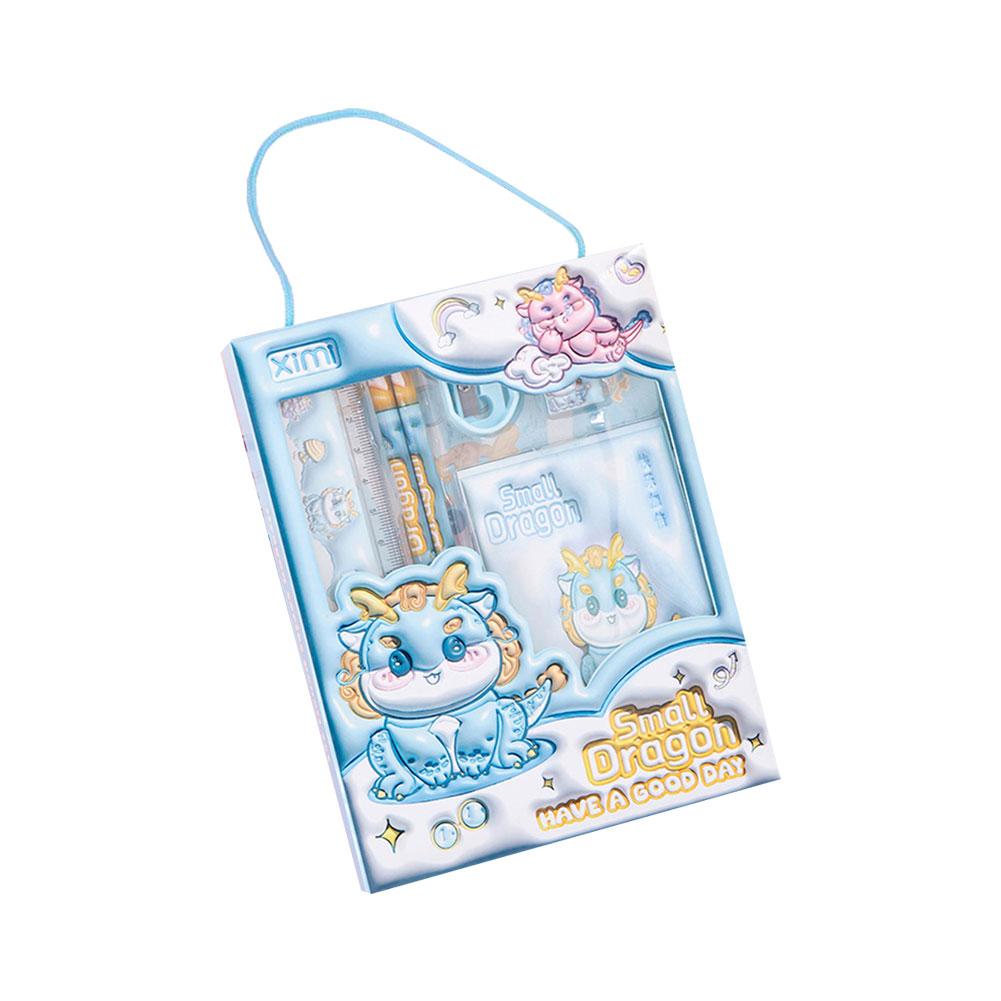 Cartoon Kids Stationery Set with Pencil Case, Pencils, and Erasers – Perfect School Supplies Gift Box