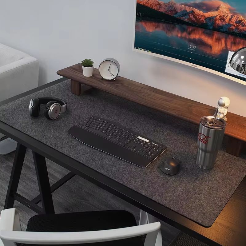 Large Soft Breathable Wool Felt Desk Mat with Anti-Slip Base for Computer and Gaming