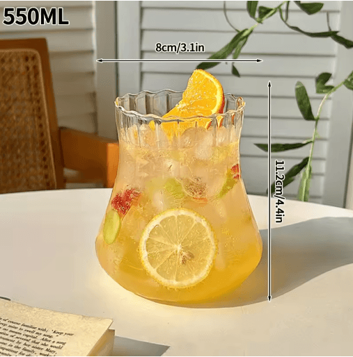 RippleWave Transparent Drinking Glass – Creative Wave Iced Coffee Tumbler
