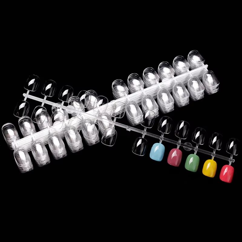 240 Piece Clear Nail Display Tips Set Foldable Flat Back Pointed Acrylic Practice Nails