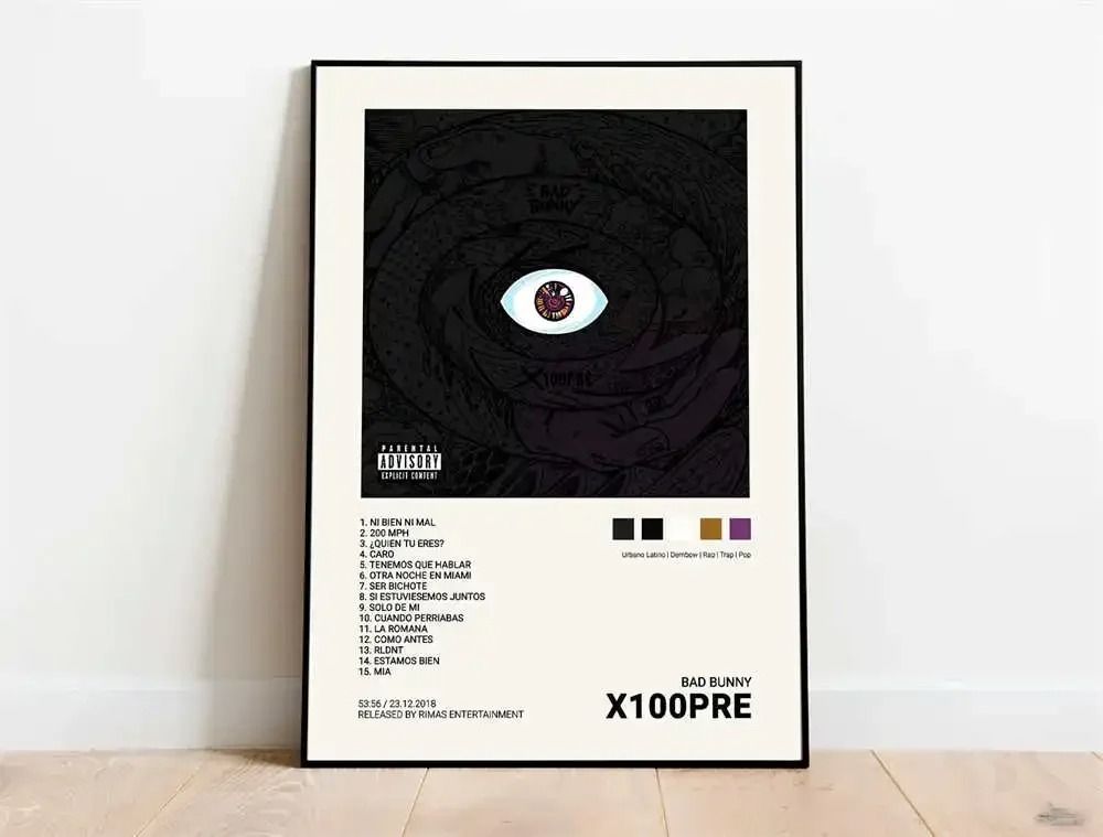 Latin Rap Music Poster Canvas Album Cover Aesthetic Wall Art Print