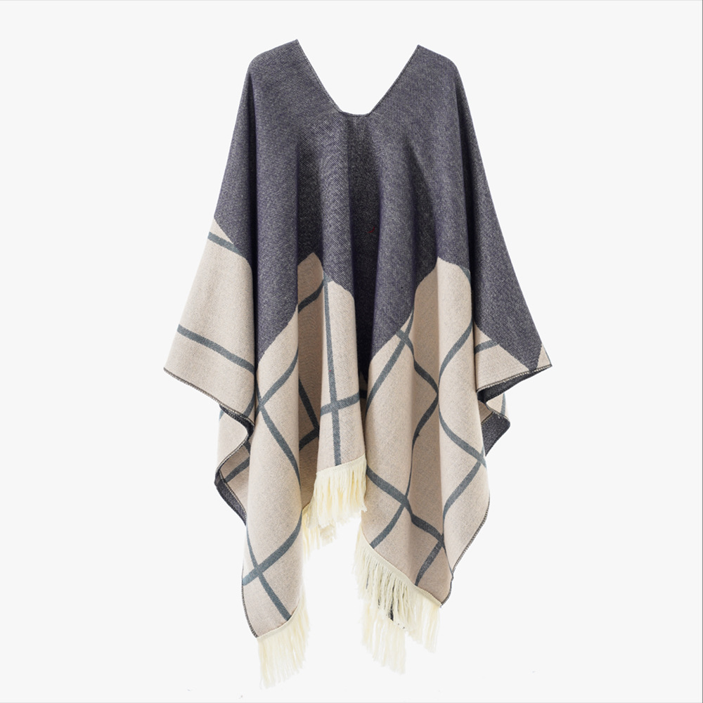 Unisex Cool Fashion Cowboy West Style Pullover Cape, Soft Acrylic Cashmere Poncho, Long Wrap Cloak Overcoat, All Season