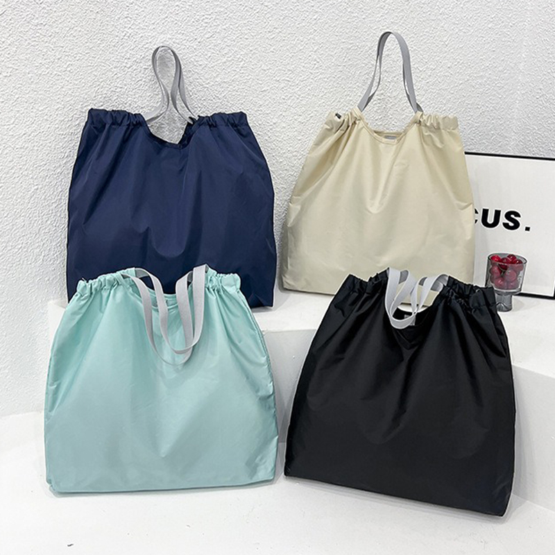 Large Reusable Shopping Bag Waterproof Foldable Oxford Tote with Drawstring Organizer