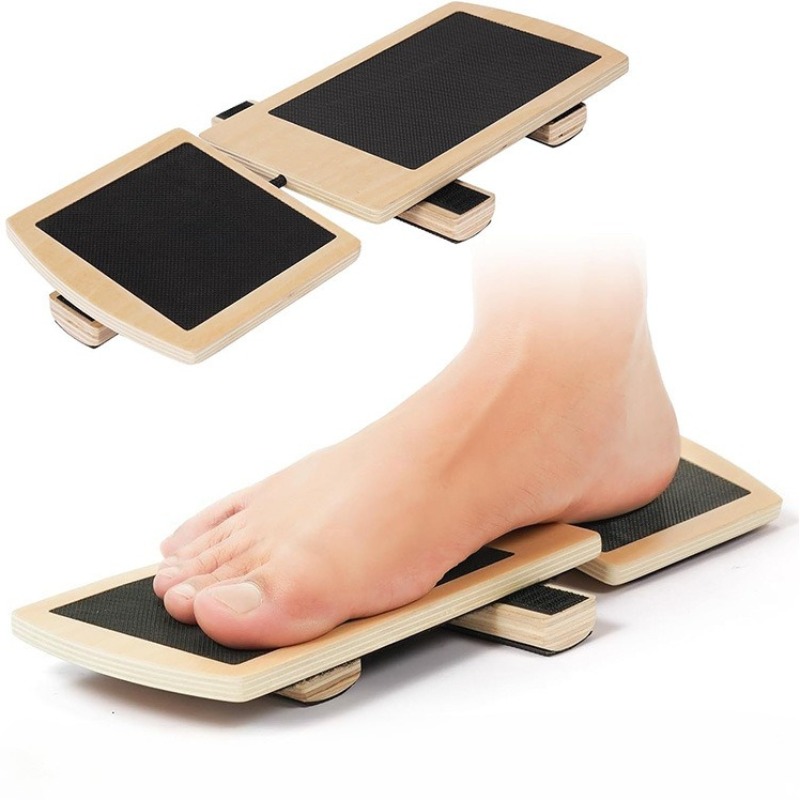 Non-slip Adjustable Balance Board for Sprained Ankle, Wooden Single Leg Foot Strengthener for Rehabilitation