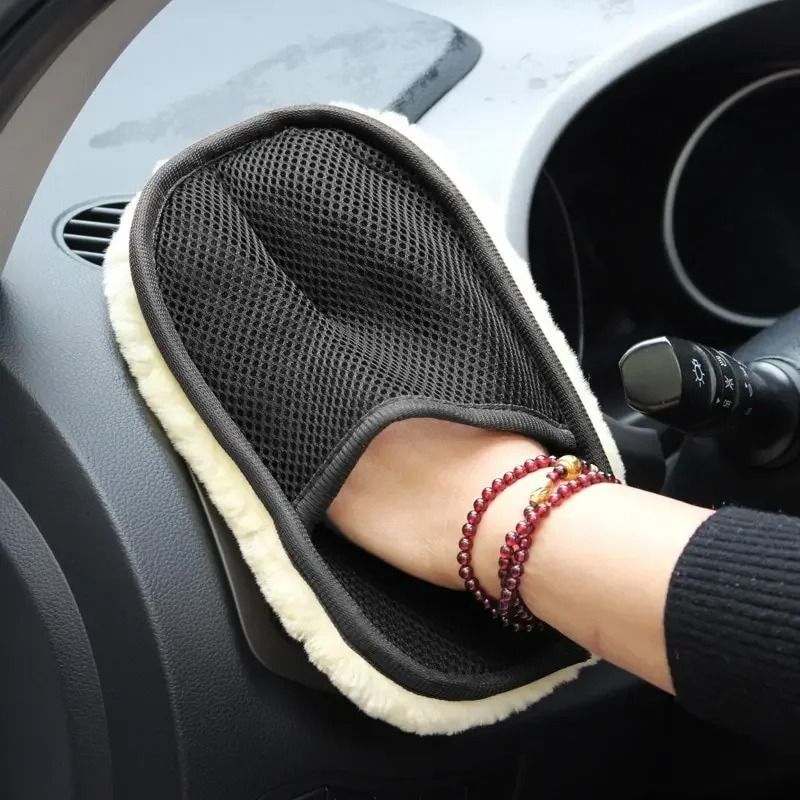 Plush Imitation Wool Car Wash Glove Thick Microfiber Cleaning Mitt