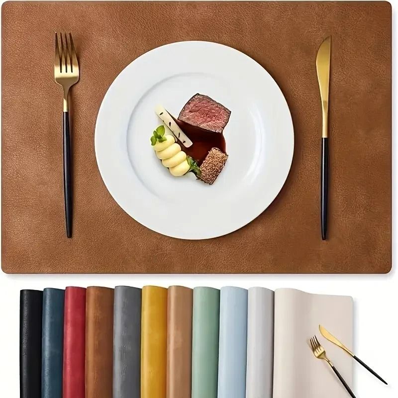 Elegant Textured Faux Leather Placemat and Heat-Insulated Table Protector