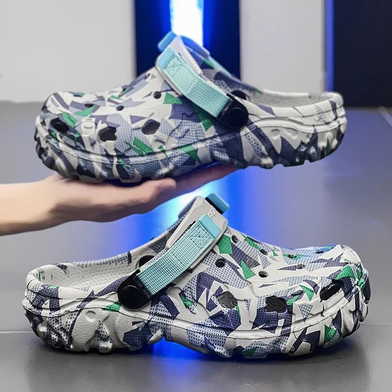 Mens Clogs Sandal Flat Camouflage Slip On for Garden and Home Outdoors