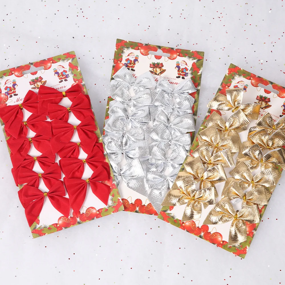 Red, Gold, Silver Christmas Bows Decor, Bowknot Ornament, Xmas Tree Decorations, Home Christmas, New Year Party Decor