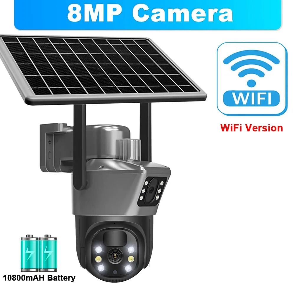 8MP 4K WiFi Dual Lens Solar Security Camera