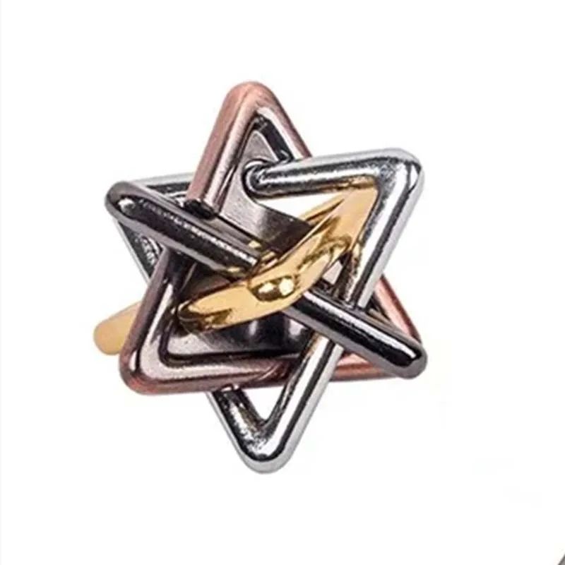 Mind Triangle IQ Brain Teaser Metal Puzzle, Intellectual Intelligence Game Toy for Adults & Kids, Portable Educational
