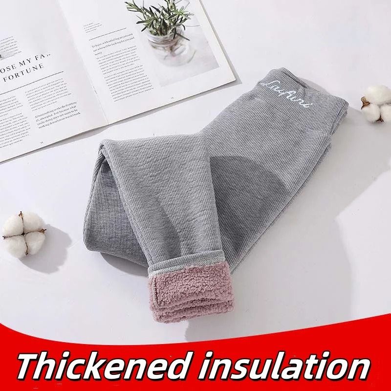 Fleece-Lined Letter Print Leggings – High-Waisted Thermal Winter Trousers