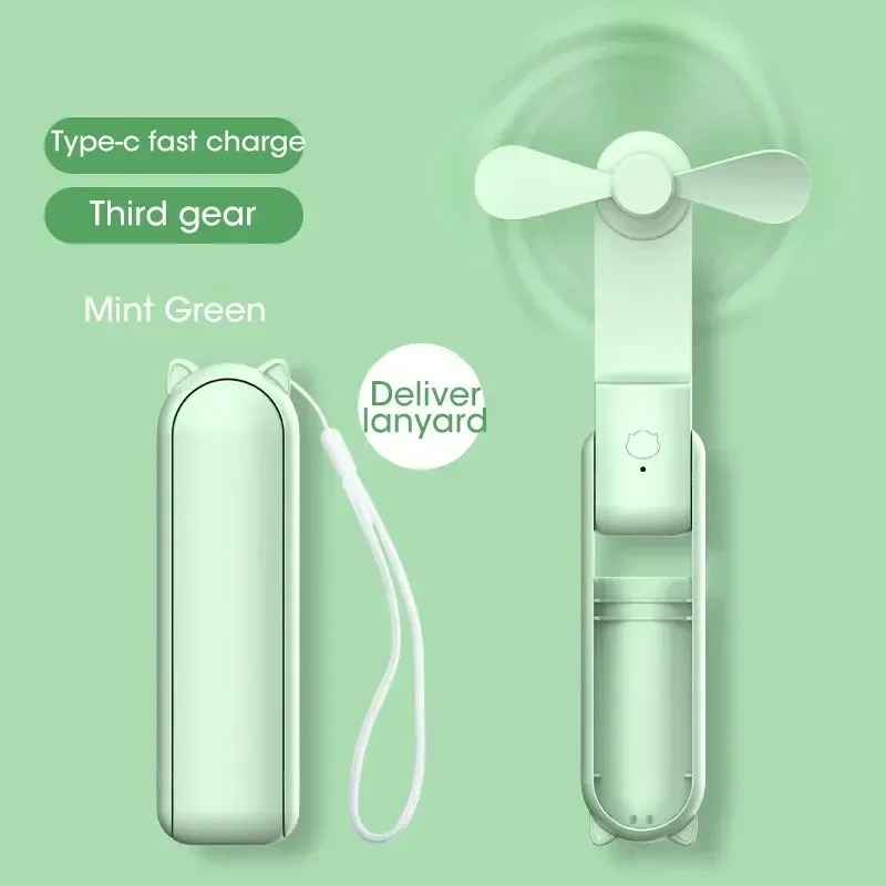 Dual Cooling Mini Fan, USB Rechargeable Handheld Fan, Folding Fan with Power Bank for Outdoor Travel and Camping