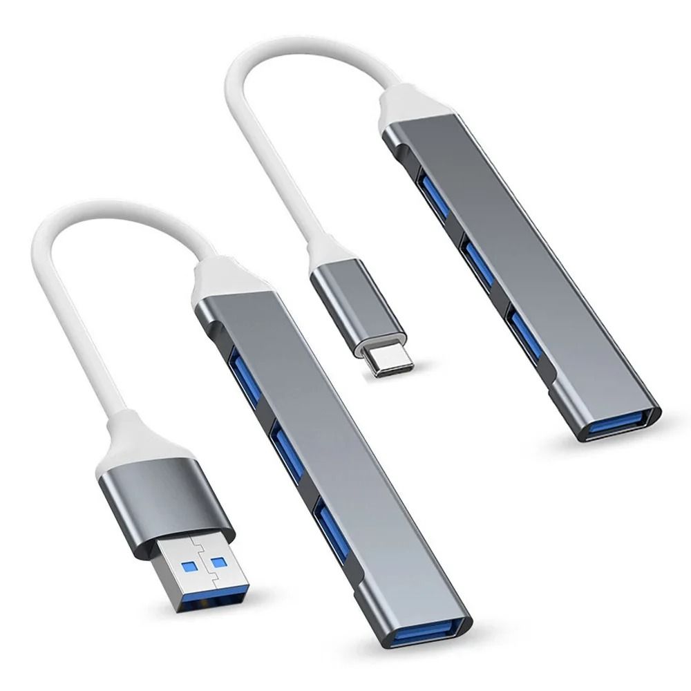 USB Type C 4 Port Mini Hub Aluminum Alloy Adapter with USB 3.1 and OTG Support