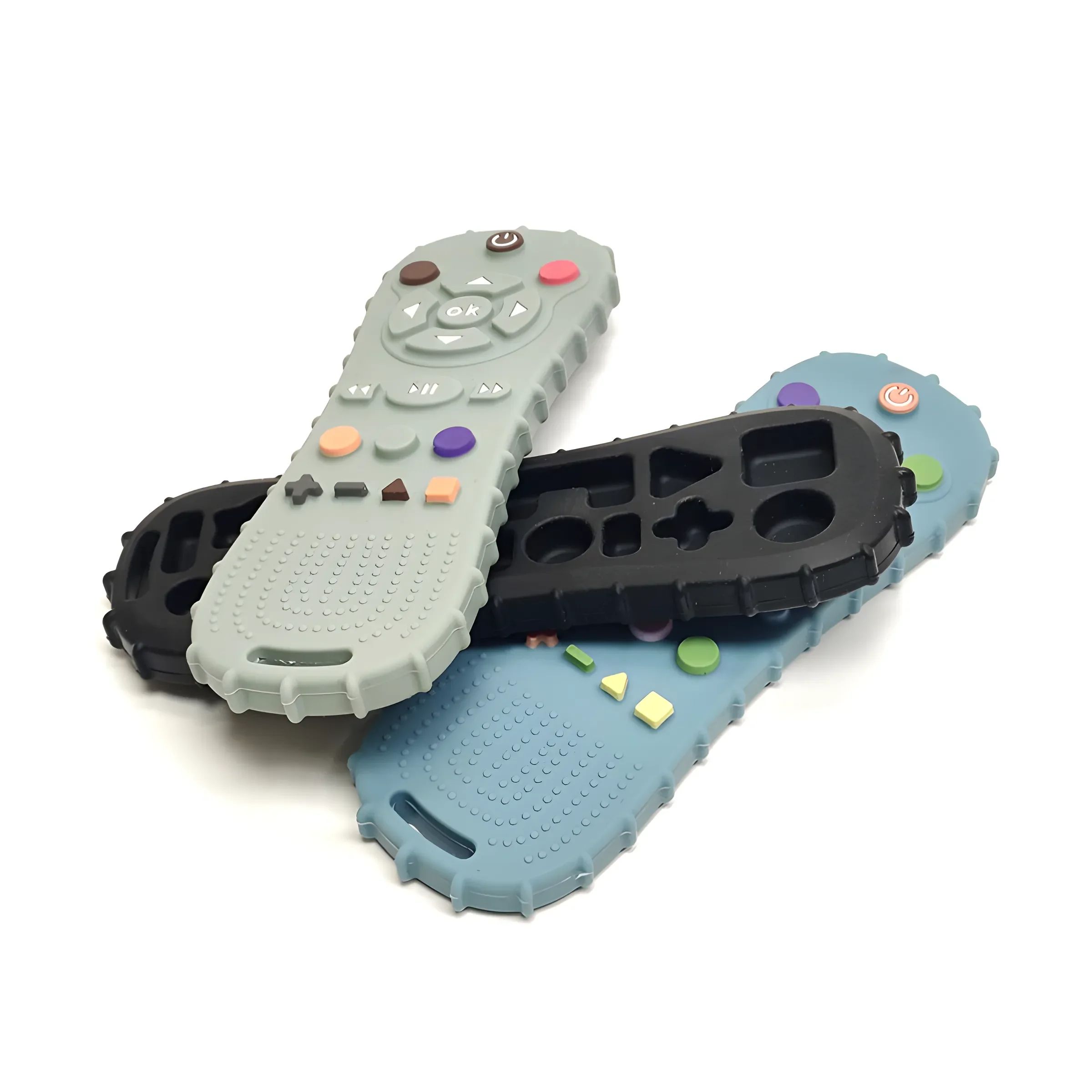 Baby Silicone Remote Teether, Teething Stick Pacifier Glove Toy Set