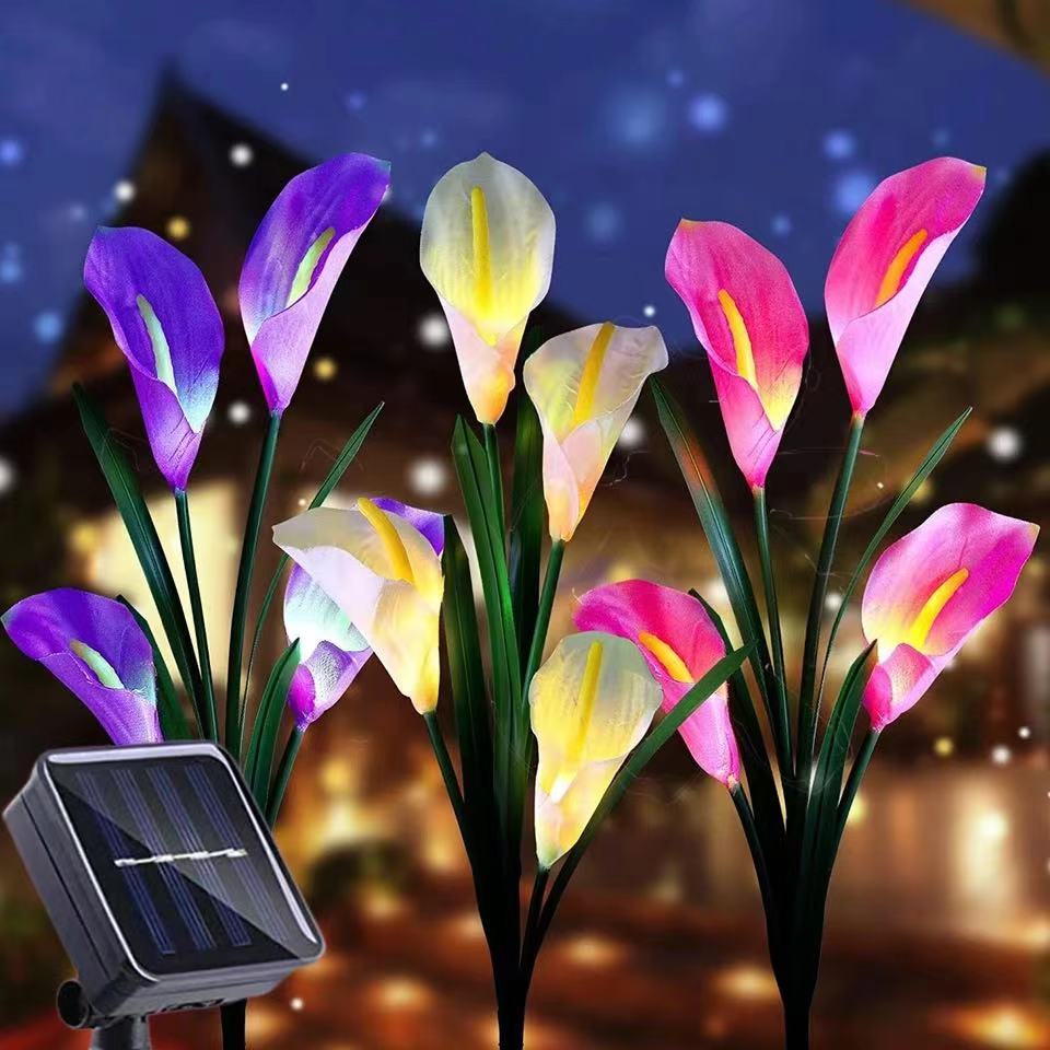Solar Garden Light, Calla Lily Solar Pile Light, Outdoor Waterproof Backyard Terrace Porch Garden Decoration