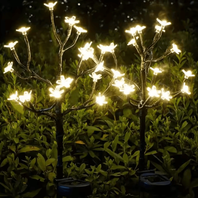 Solar Cherry Blossom Branch Lights – Waterproof LED Garden Fairy Lights with 2 Lighting Modes