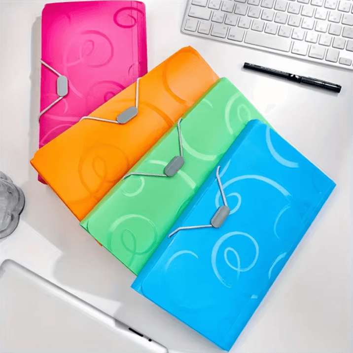 A6 Portable File Folder – Expanding Document Organizer with Card Holder File Wallet Plastic Pouch