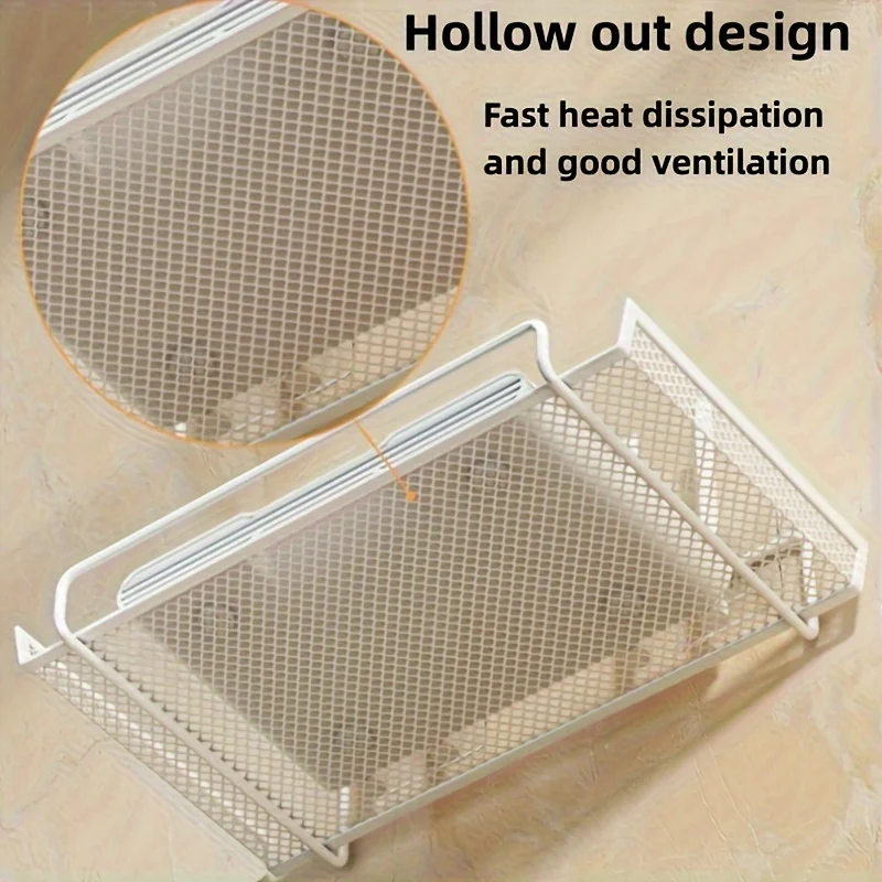 No-Drill Stainless Steel Wall-Mounted Shelf, Space-Saving Organizer for TV, Router, Keys, and Small Items in Living Room