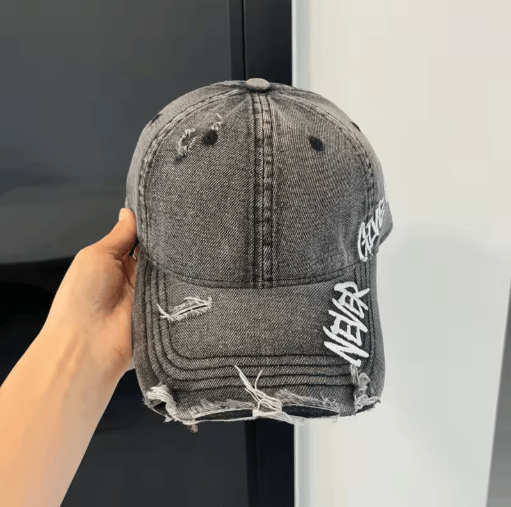 Vintage Washed Ripped Denim Baseball Cap – Unisex Hip Hop Snapback Hat
