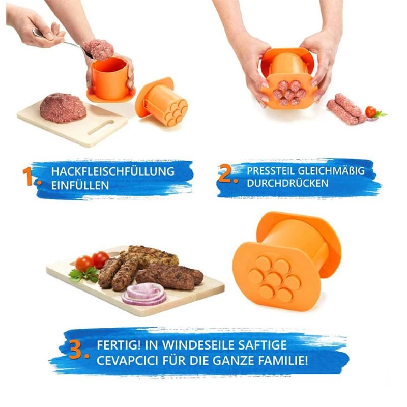 Multi-Press Kitchen Sausage Maker & Meat Strip Squeezer Tool