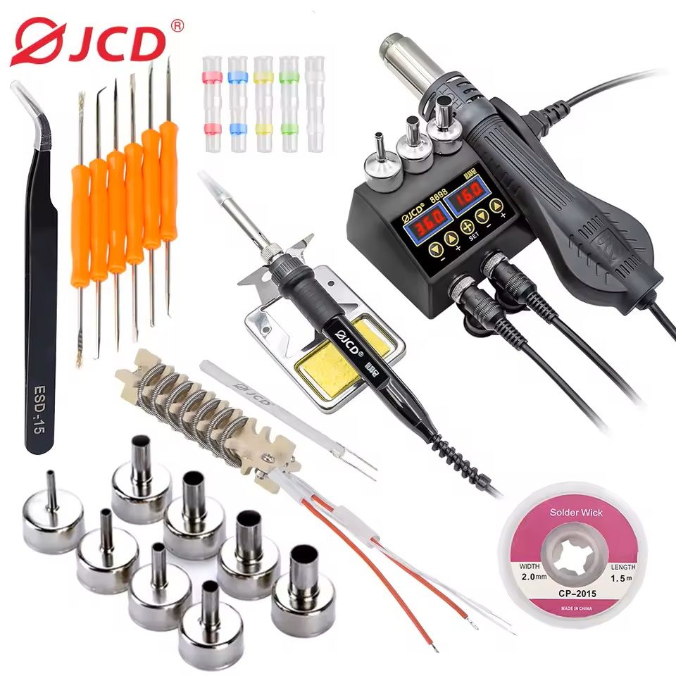 High-Power 2-in-1 Soldering Station with Hot Air Gun and Adjustable Temperature