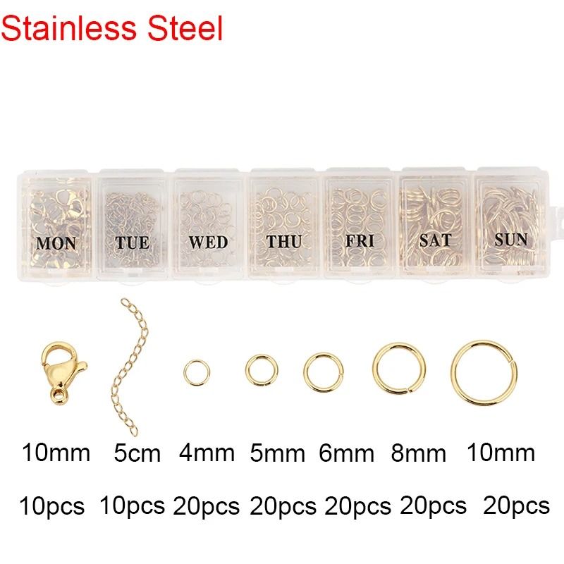 Jewelry Making Kit with Stainless Steel Jump Rings Clasps and Earring Hooks