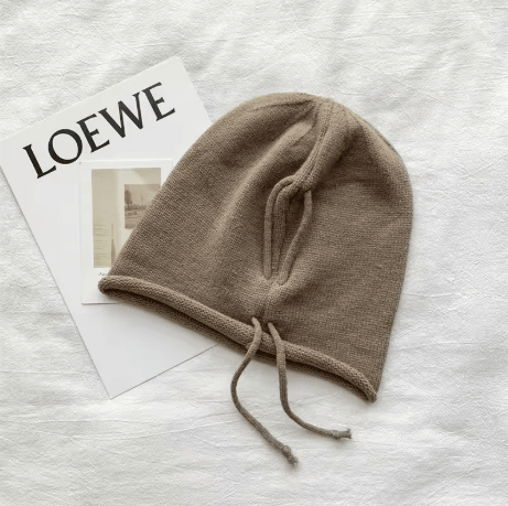 Womens Baggy Slouchy Beanie Warm Knitted Drawstring Winter Hat