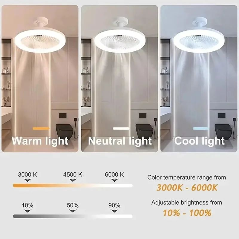 2-in-1 Ceiling Fan Lamp with Adjustable 3-Speed Fan and Dimmable E27 LED Light