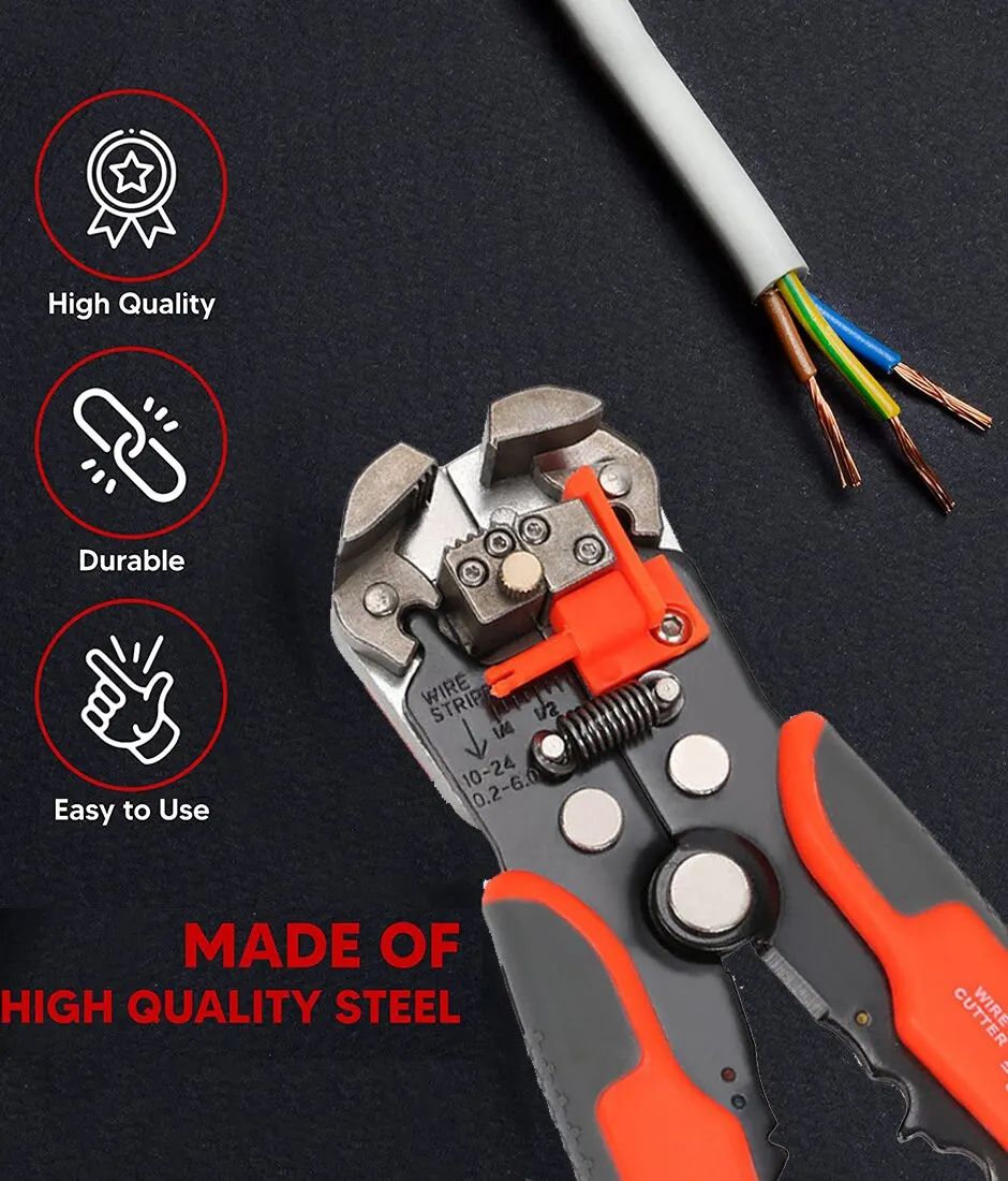 Automatic Wire Stripper Cutter Crimper - Professional Electrician Cable Tool, 10–24 AWG Multifunction Pliers