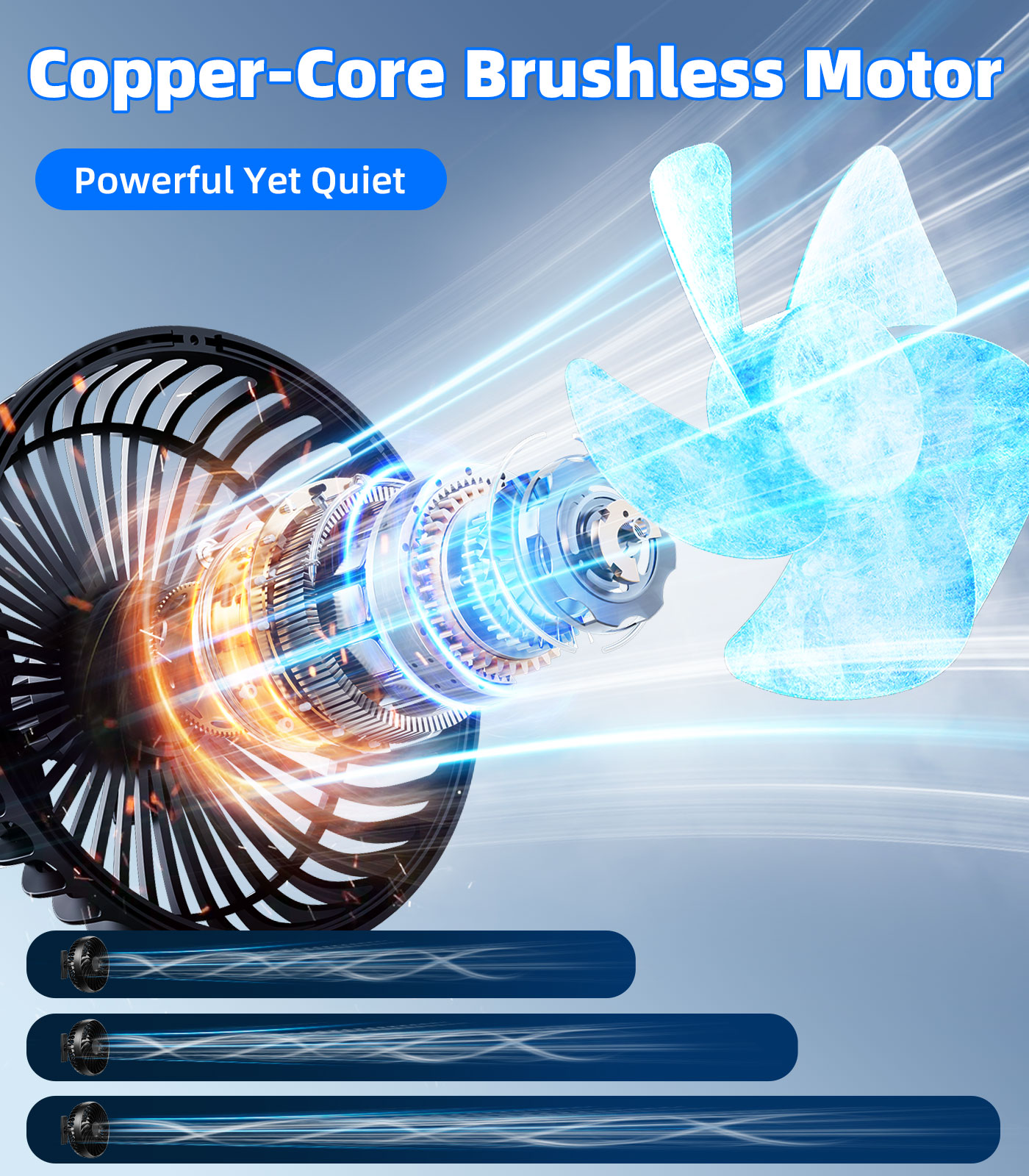 USB Powered Portable Magnetic Golf Cart Fan, Car Air Fan with 3 Speed, Magnetic Base for Outdoor Activities