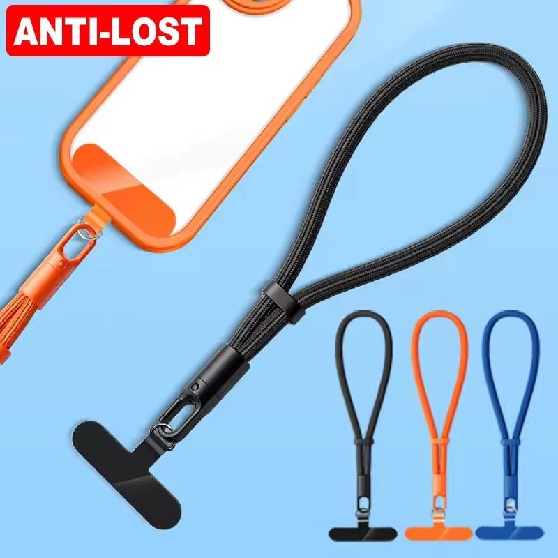 Adjustable Short Phone Lanyard Wrist Strap with Rotating Tether Tab for iPhone and Samsung