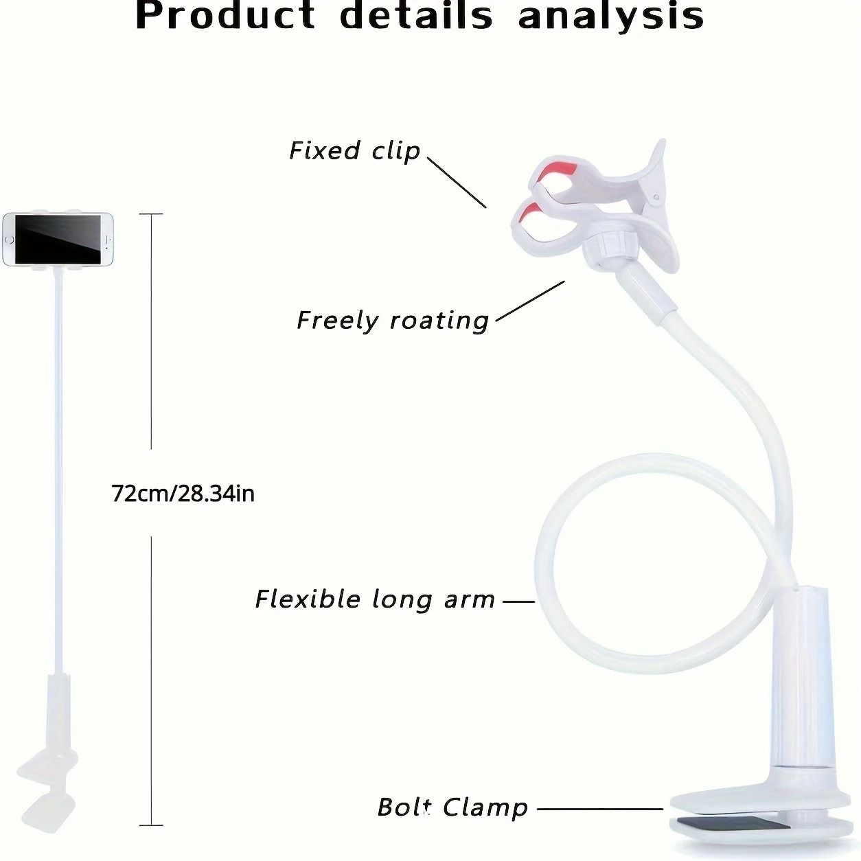 Lazy Bedside Desktop Flexible Gooseneck Mobile Phone Bracket with Handle