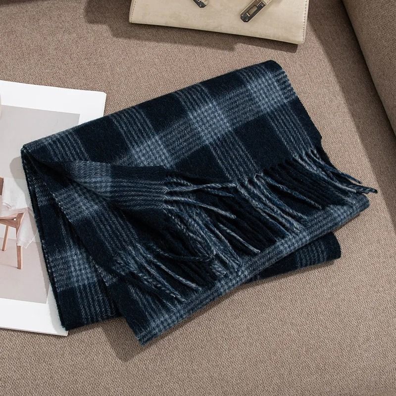 Unisex Wool Winter Scarf Thick Plaid Warm Autumn Wrap